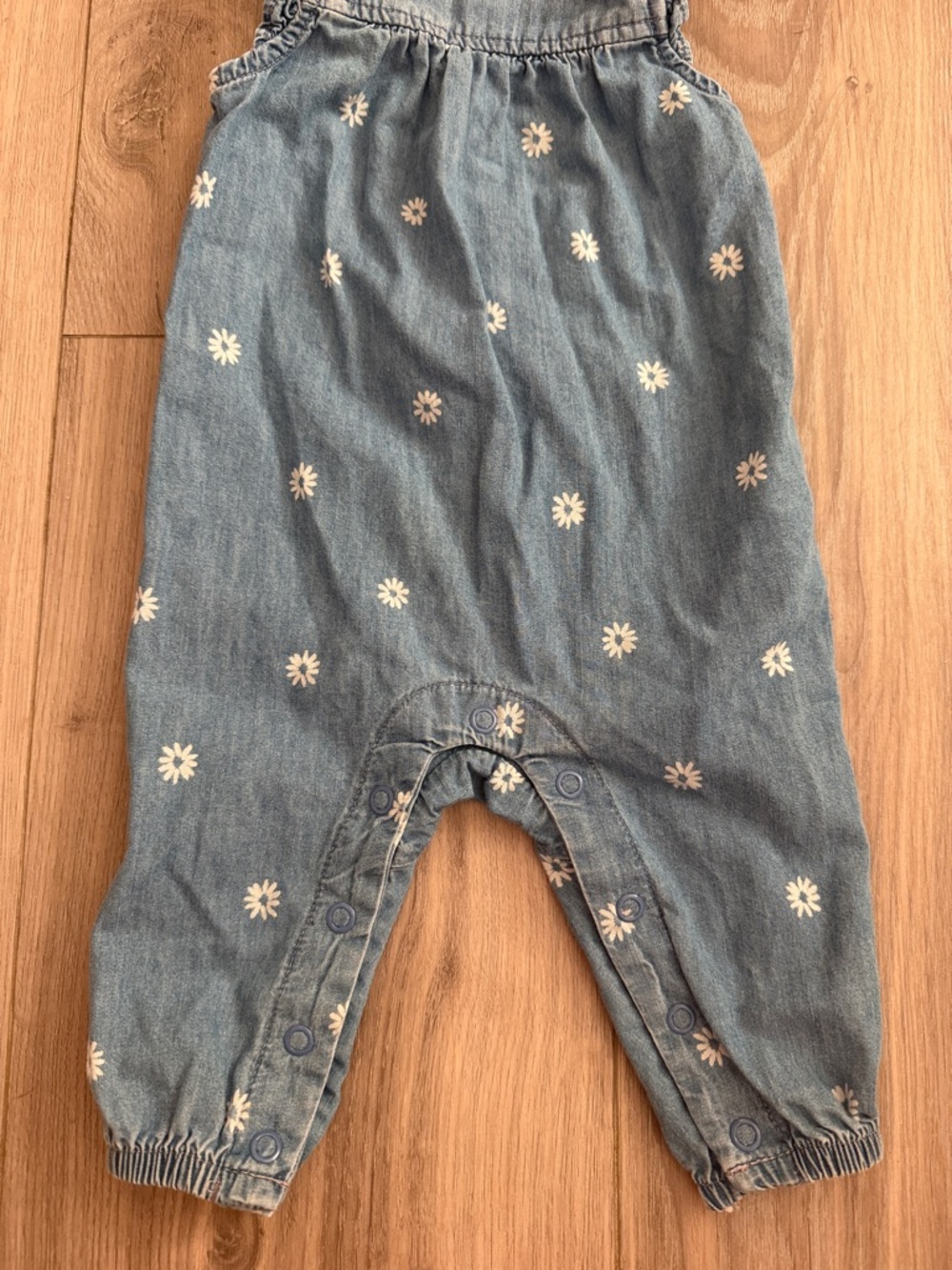 Carter's Light Blue Denim Daisy Overalls Romper - Picture 3 of 6